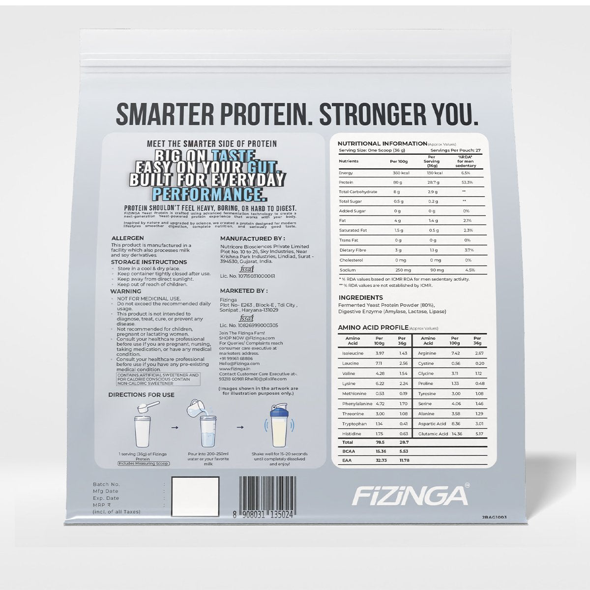 Fizinga Smart Protein - Unflavoured - Fermented Yeast Protein image 4