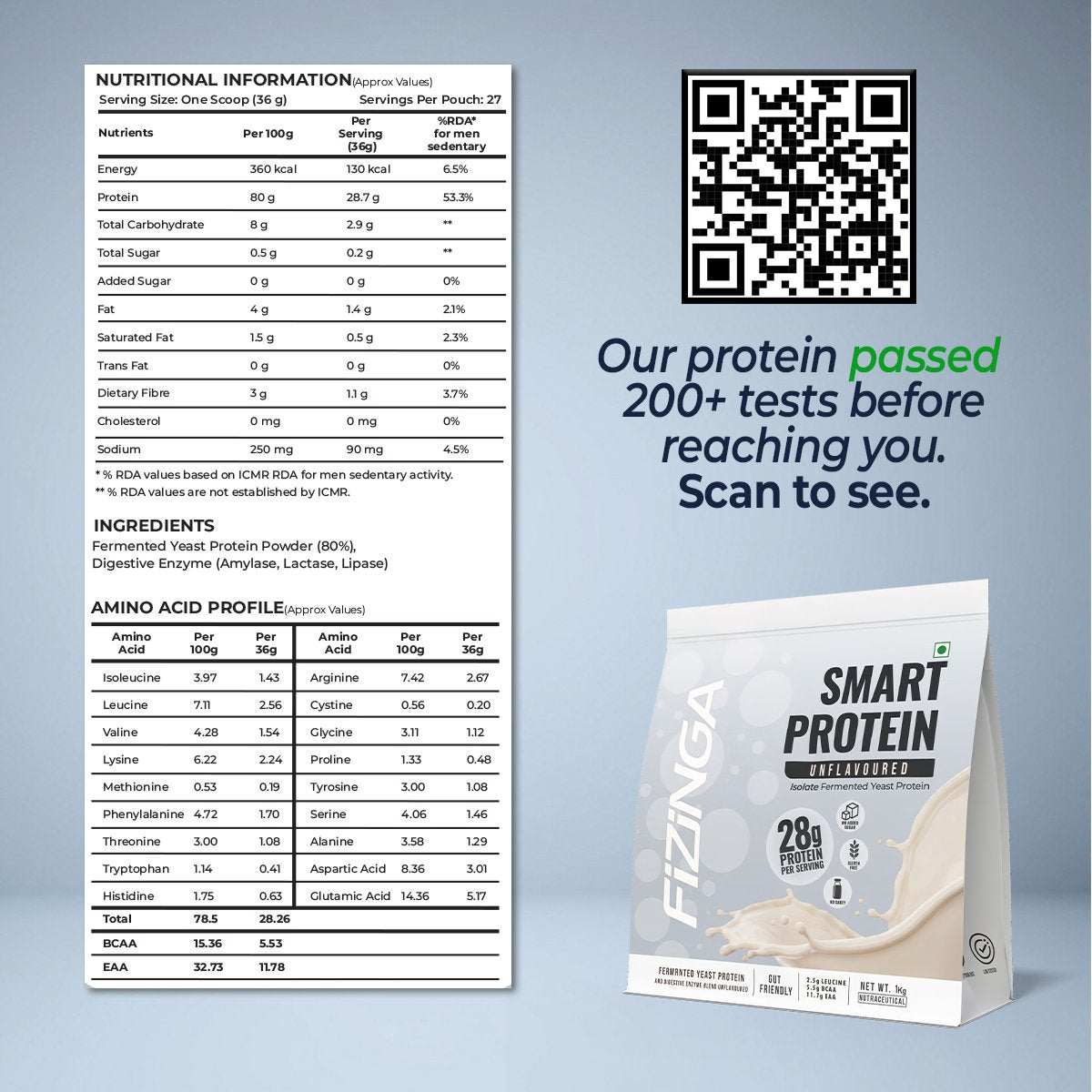 Fizinga Smart Protein - Unflavoured - Fermented Yeast Protein image 5