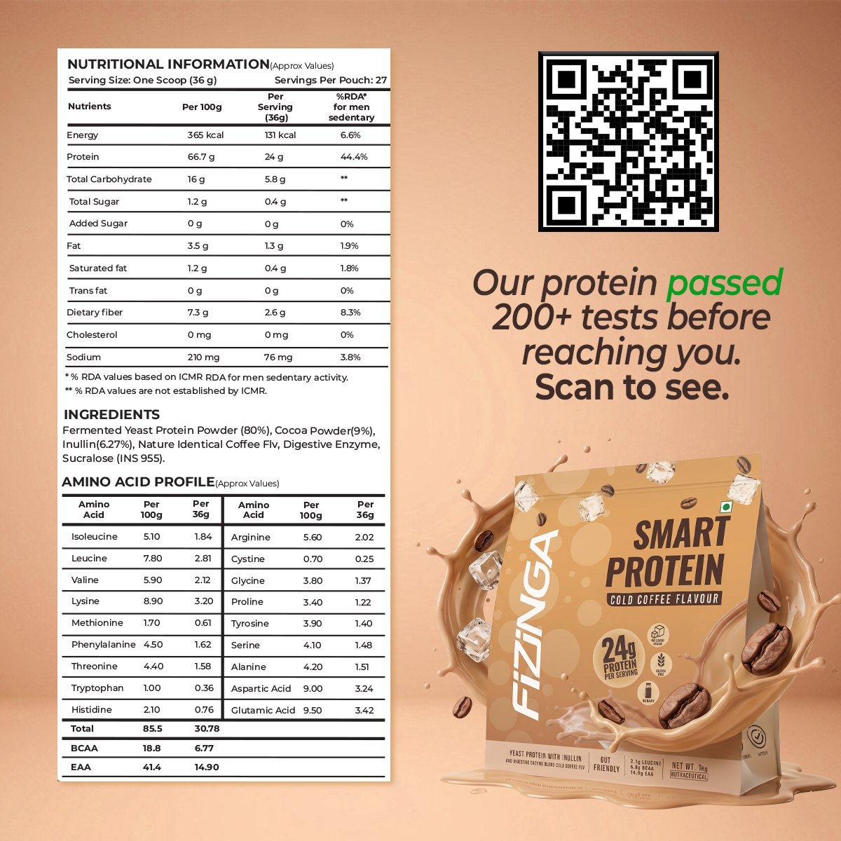 Fizinga Smart Protein - Cold Coffee - Fermented Yeast Protein image 5