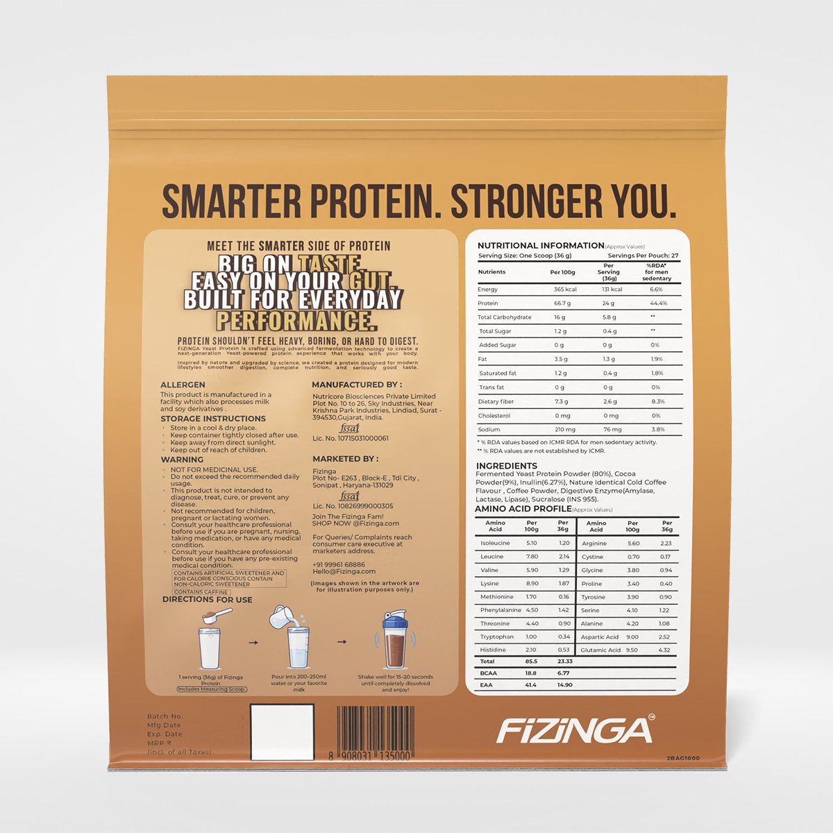 Fizinga Smart Protein - Cold Coffee - Fermented Yeast Protein image 4