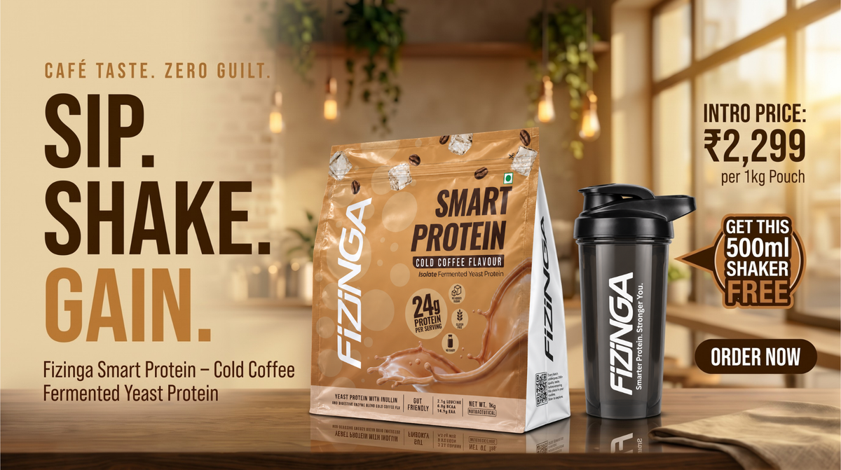 Fizinga Cold Coffee fermented yeast protein, 24 g protein per serving