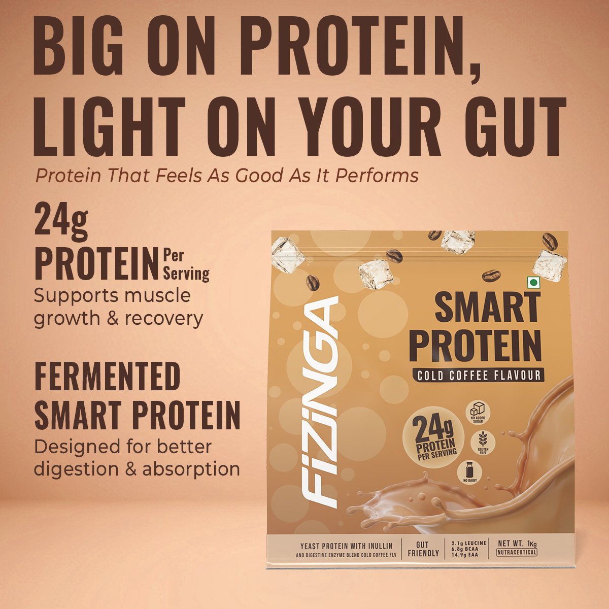 Fizinga Smart Protein - Cold Coffee - Fermented Yeast Protein image 1