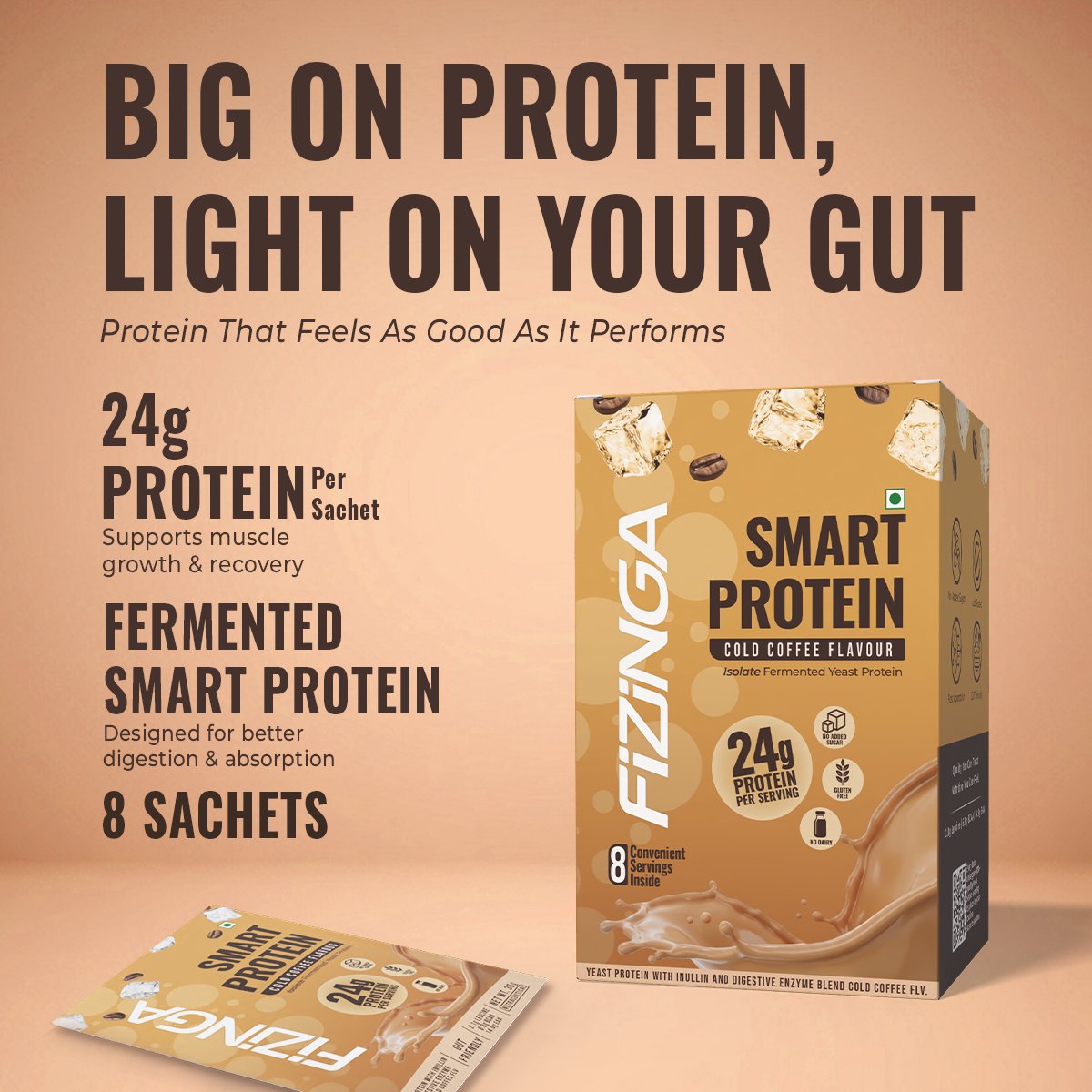 Fizinga Cold Coffee Fermented Yeast Protein 8-sachet pack – product information image 6
