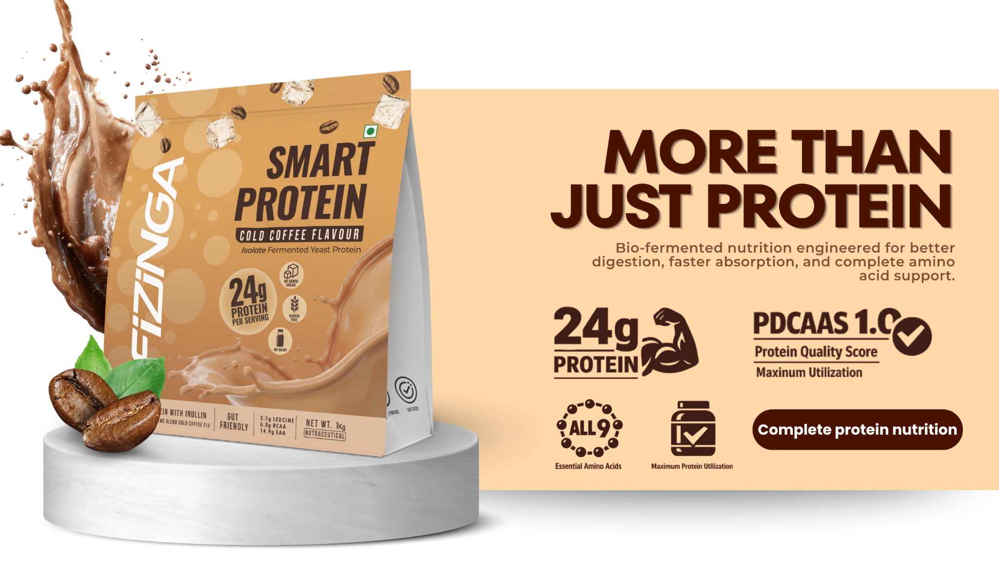 Fizinga Cold Coffee complete fermented yeast protein nutrition