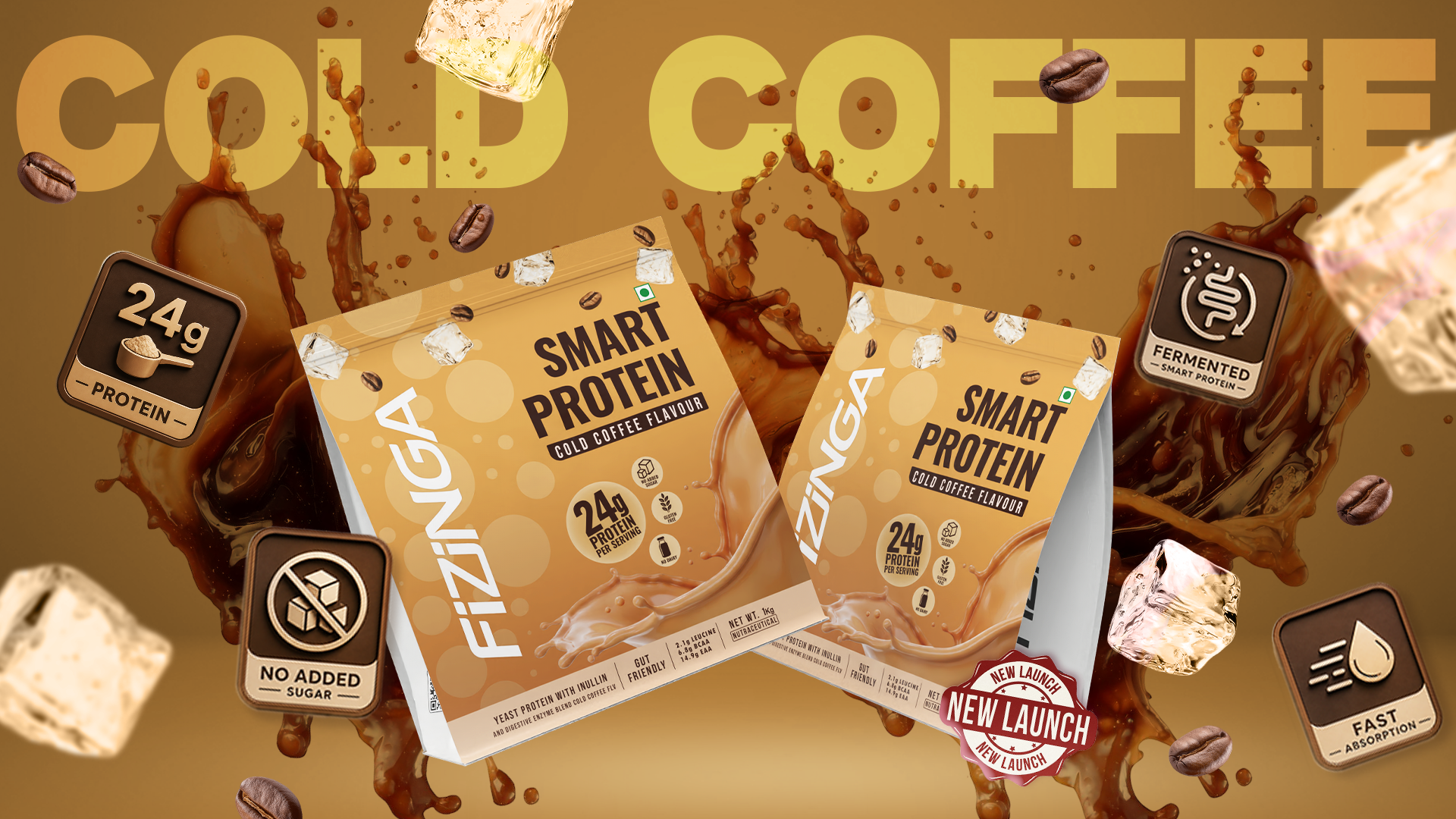 Fizinga Cold Coffee Fermented Yeast Protein with 24 g protein