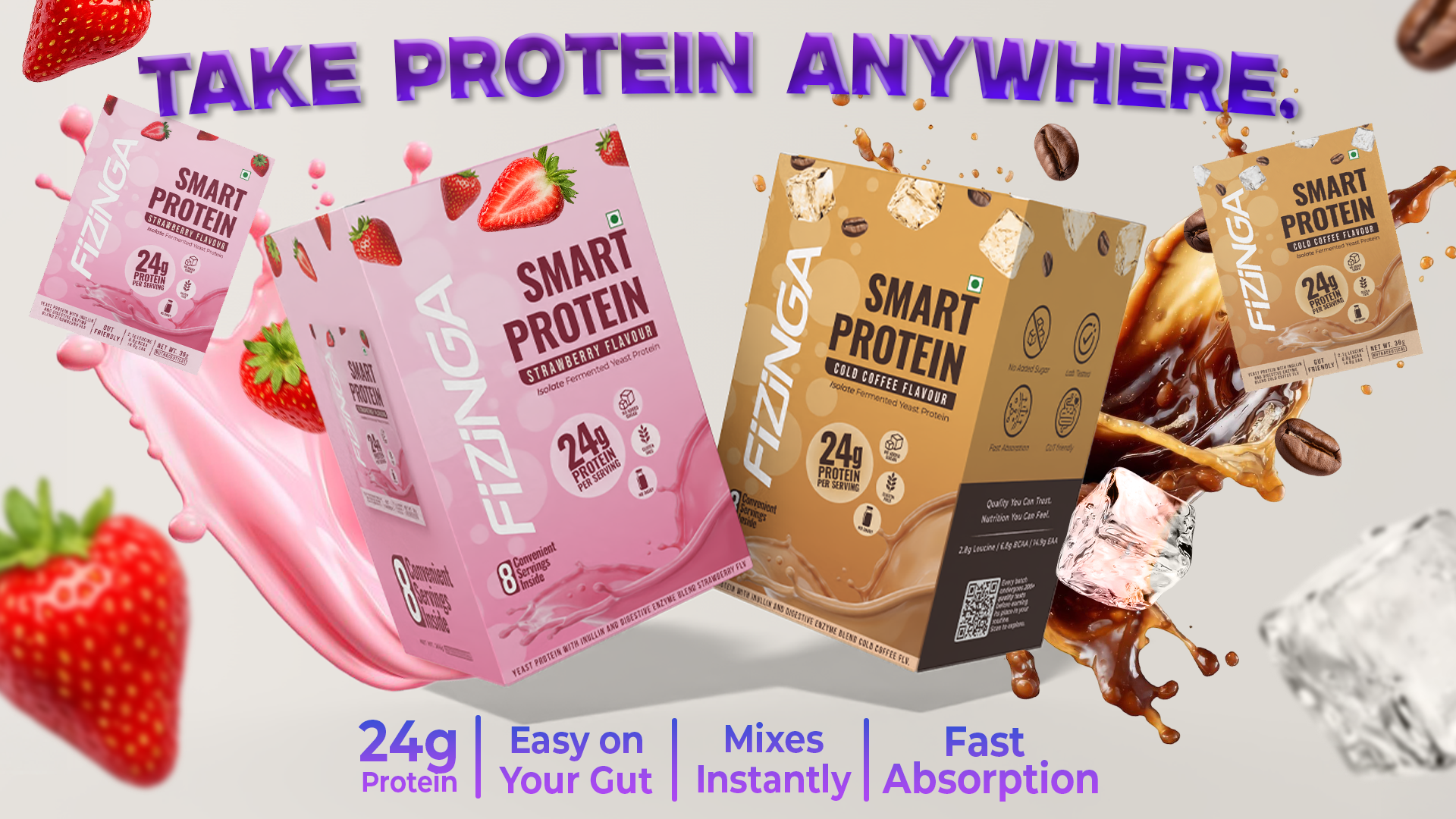Take Fizinga Fermented Yeast Protein sachets anywhere