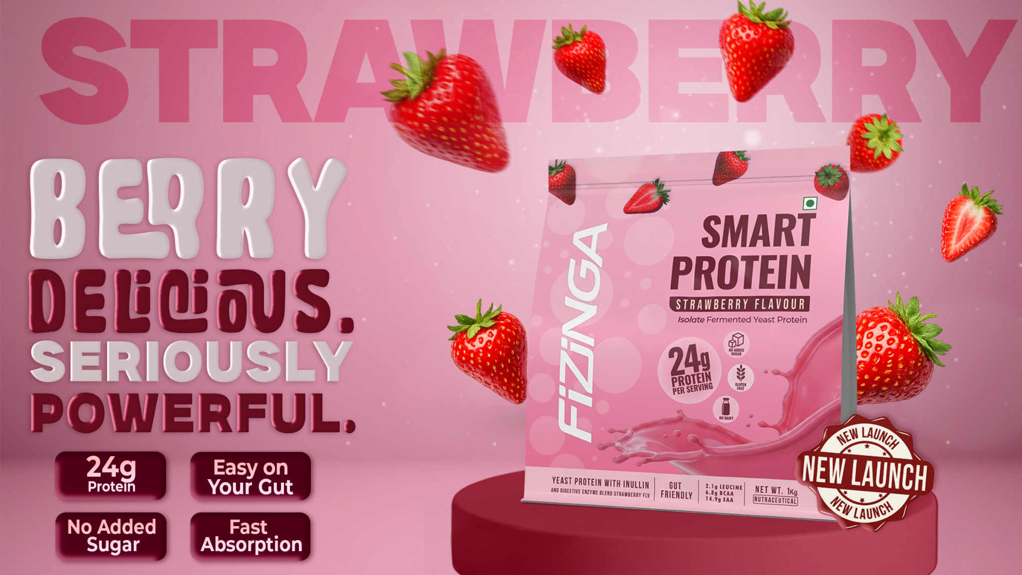 Fizinga Strawberry Fermented Yeast Protein