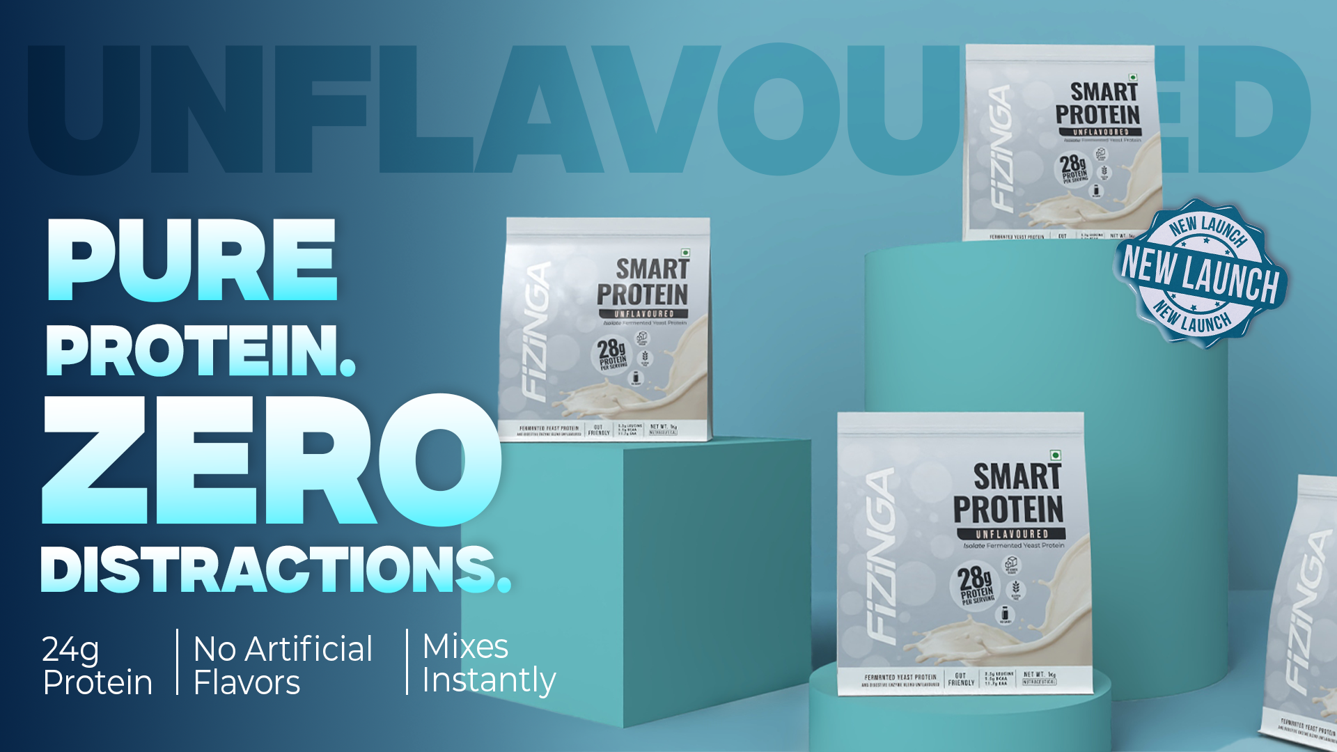 Fizinga Unflavoured Fermented Yeast Protein with 28 g protein per serving