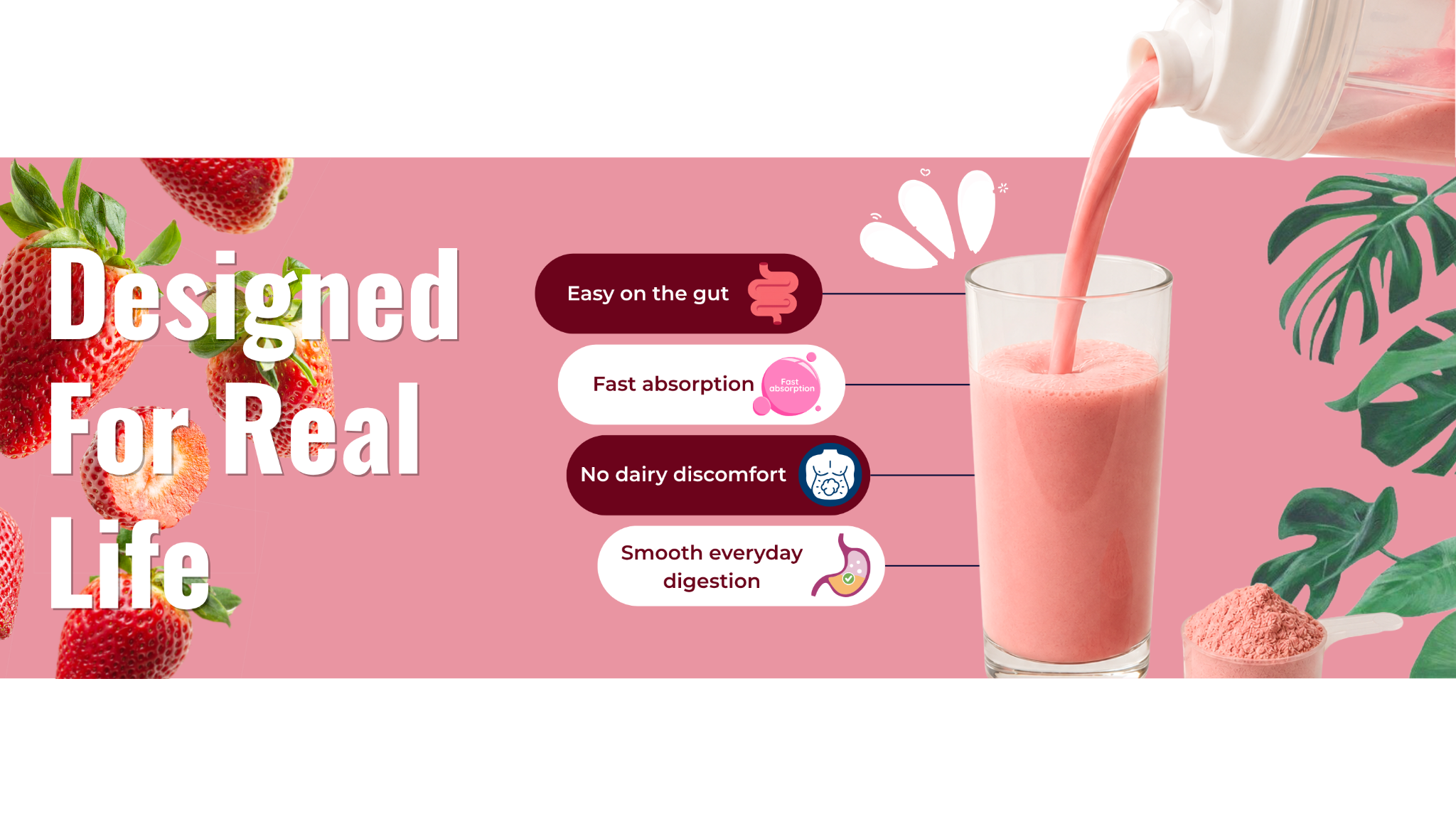Fizinga Strawberry protein designed for real life and easy digestion