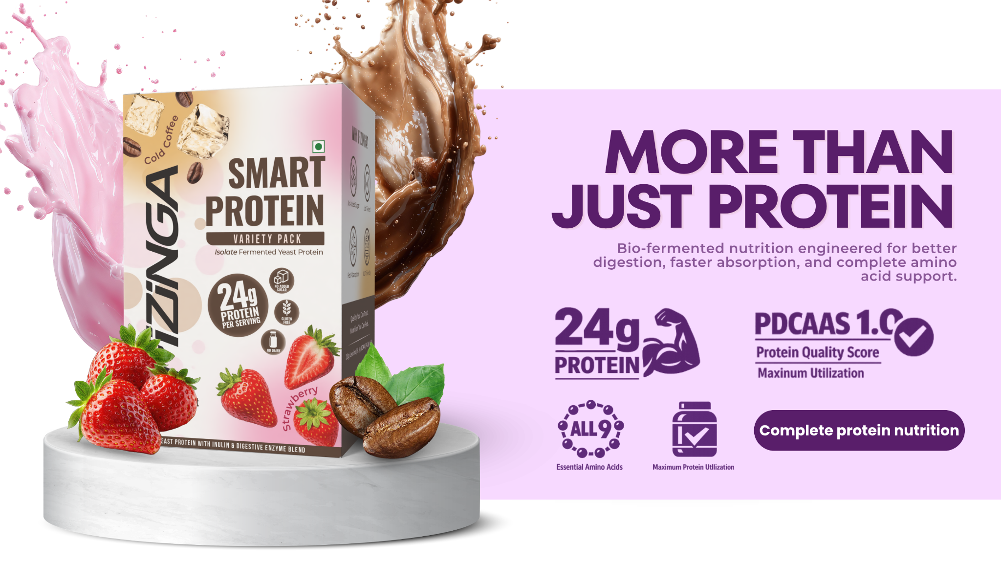 Fizinga Variety 8-sachet pack with 24 g protein per serving